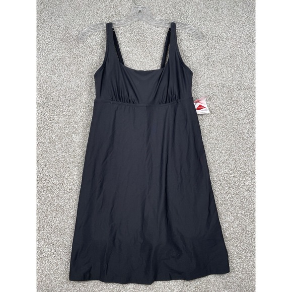 Lands' End Other - LANDS END Black Square Neck Swim Dress with Shorts Womens Size 6 Modest Slim NWT